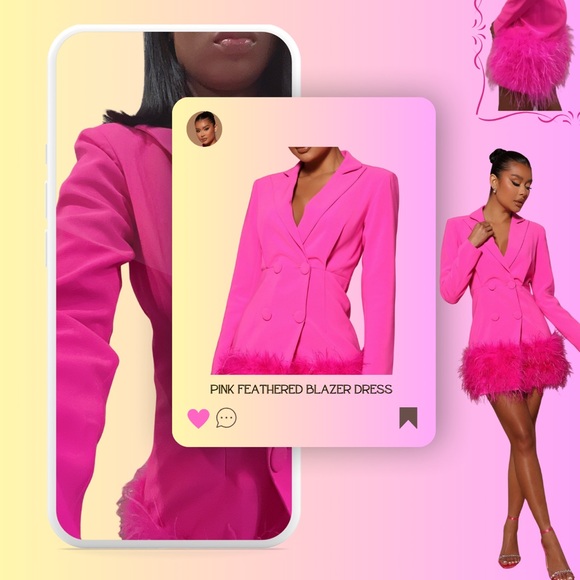 Fashion Nova Dresses & Skirts - Feathered Blazer Dress- Fuchsia (Small)